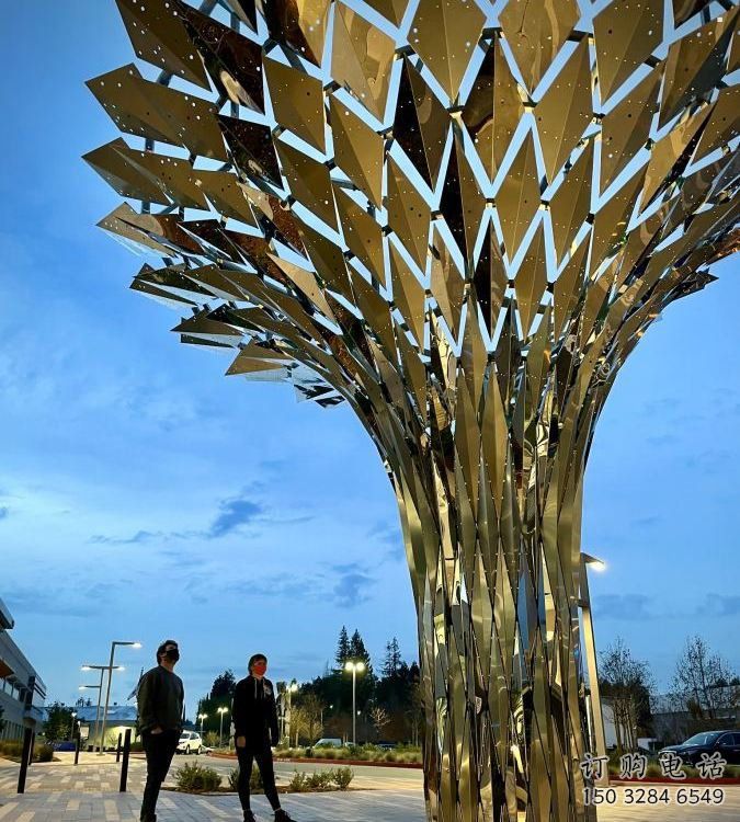 傘樹雕塑定價，村標概念，鏤空傘樹雕塑廠家選用