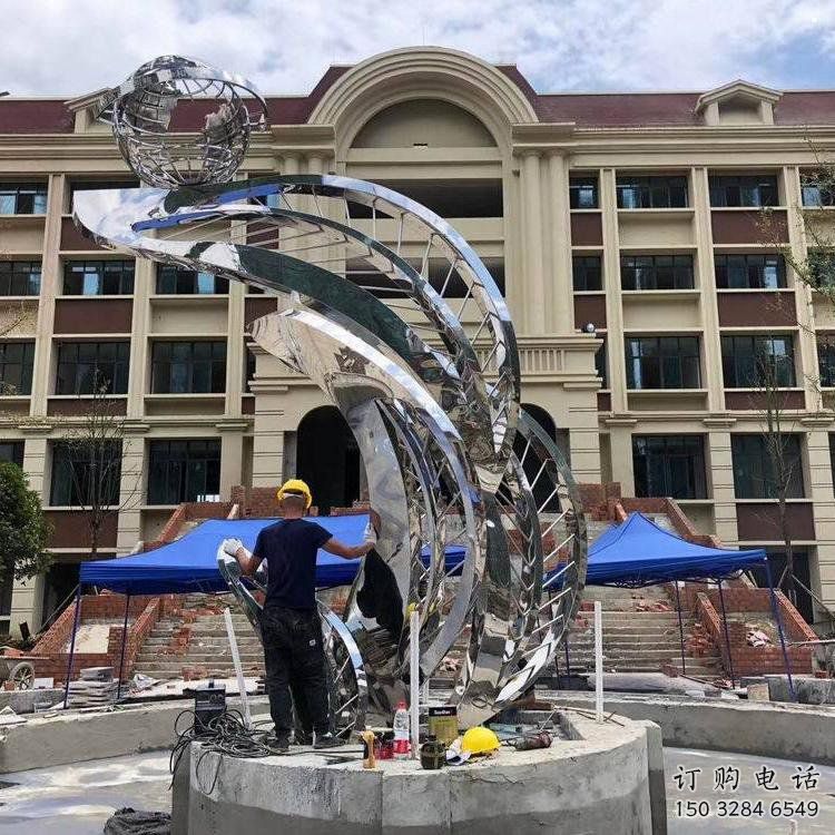 鏡面樹葉雕塑訂做，景區案例，不銹鋼鏡面樹葉雕塑廠家