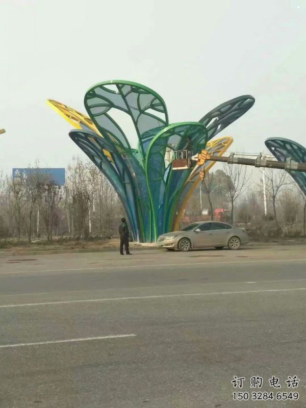 樹葉雕塑制造商，美陳雕塑，烤漆樹葉雕塑定制廠家