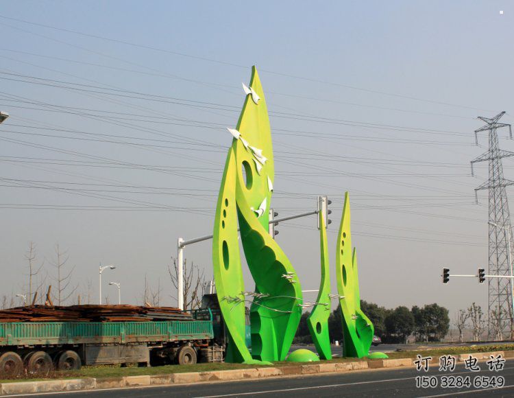 樹葉雕塑選用，建筑標(biāo)識(shí)雕塑，烤漆樹葉雕塑廠家