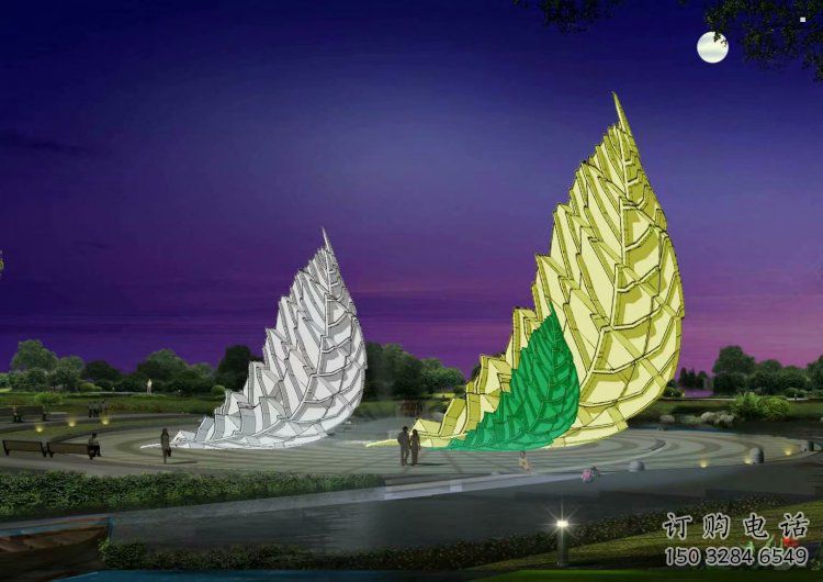 藝術(shù)樹葉雕塑廠家，小區(qū)擺件，烤漆樹葉雕塑訂做服務(wù)商