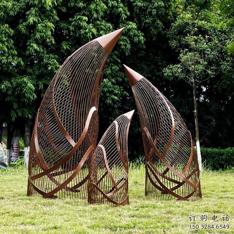 鏤空竹筍雕塑制作，景區案例，鏤空不銹鋼竹筍雕塑定做