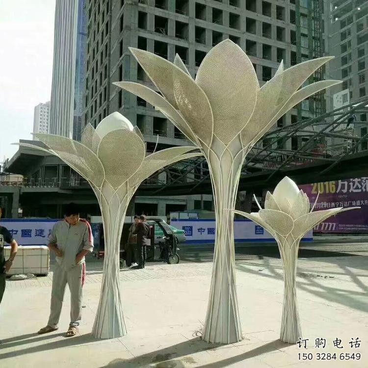 花樹雕塑定做，村標(biāo)概念，不銹鋼花樹雕塑制造商
