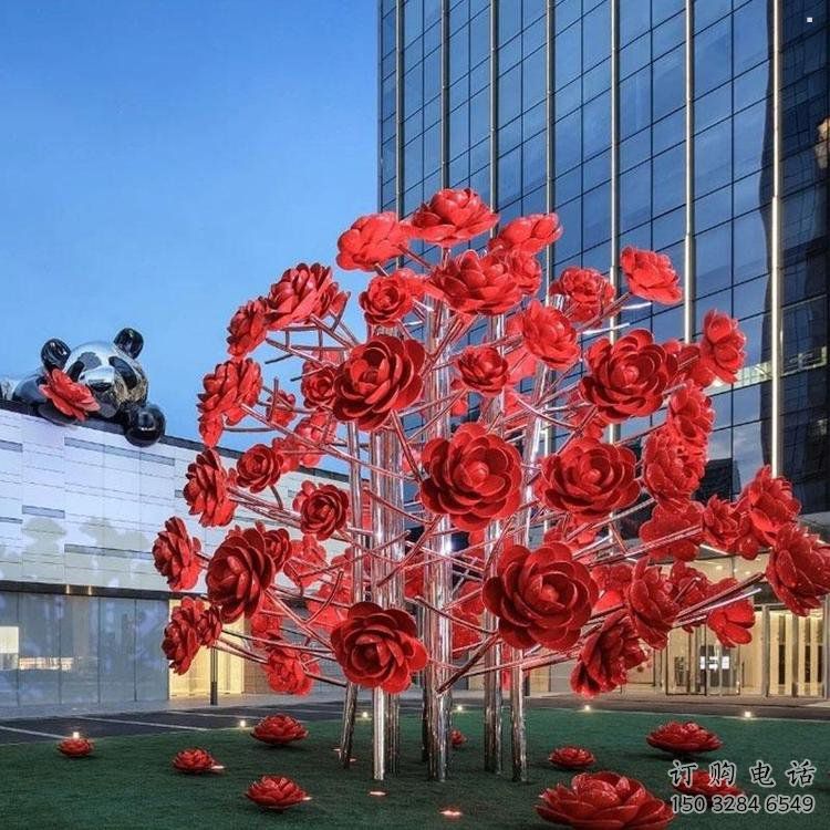 花樹雕塑生產商，歐式風格，烤漆不銹鋼花樹雕塑優價