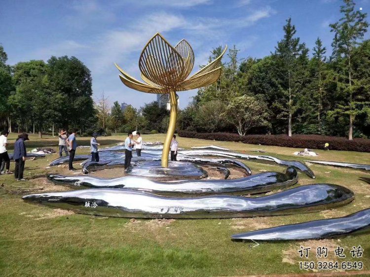 花樹雕塑制造商，街景小品，不銹鋼花樹雕塑定制