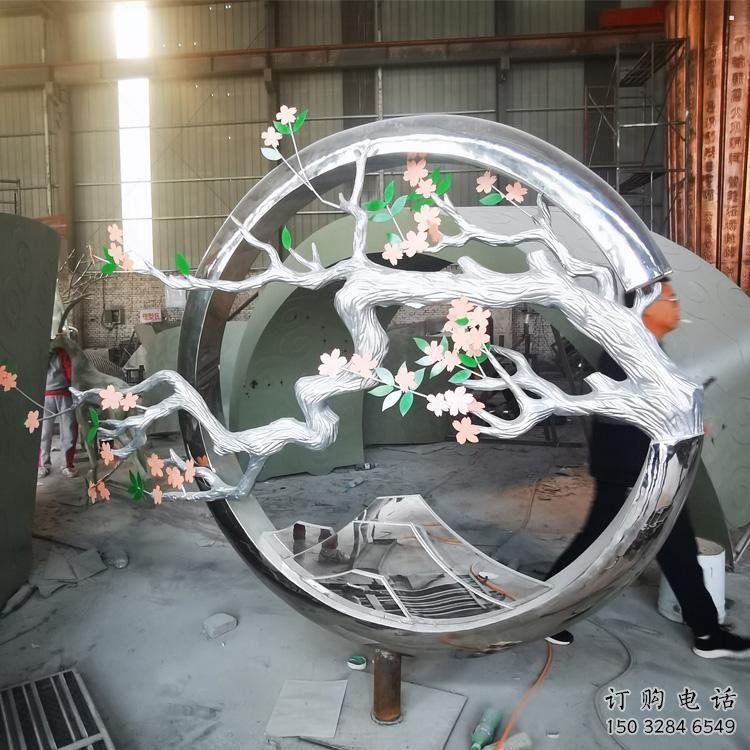 梅花樹雕塑廠家，花園小品，不銹鋼梅花樹雕塑精選