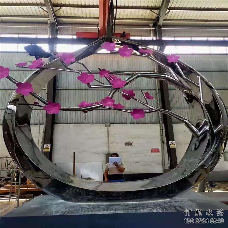 梅花樹雕塑定做，美陳雕塑，不銹鋼梅花樹雕塑廠家