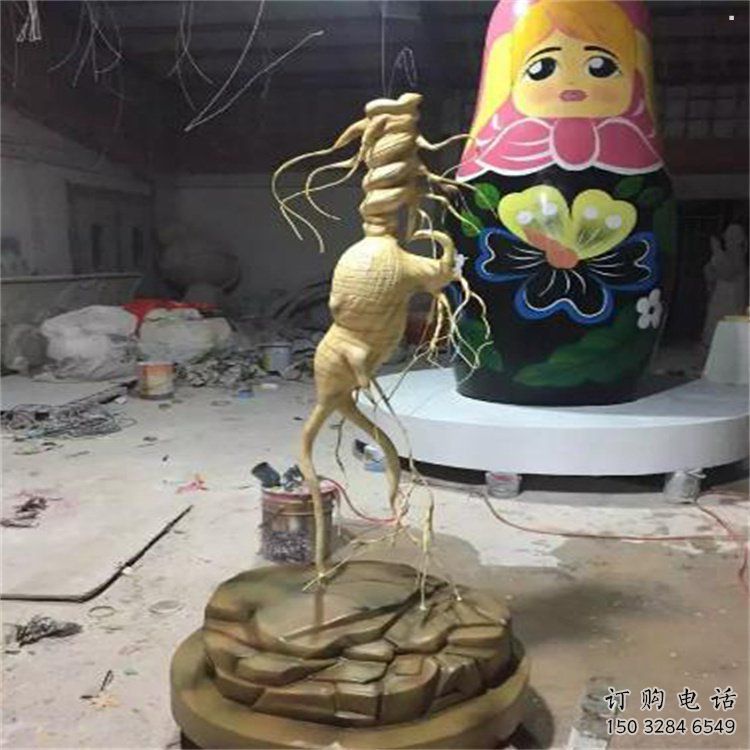 人參雕塑通用，彩鋼制作，景觀人參樹(shù)雕塑指用