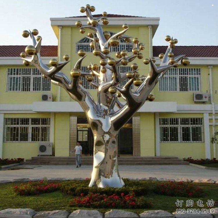 樹干雕塑供需，室外軟裝，藝術不銹鋼樹干雕塑指用