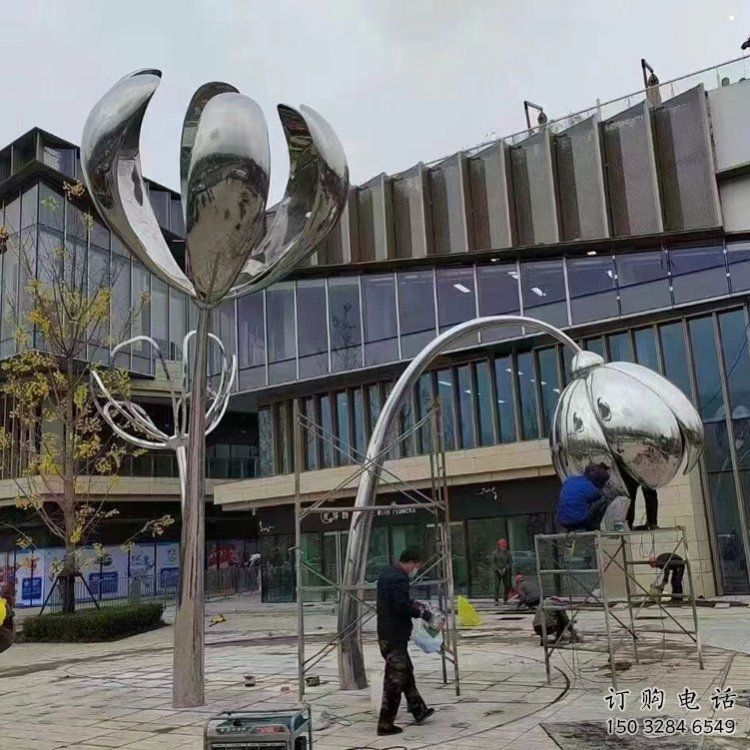 四葉草雕塑承接，村標概念，不銹鋼四葉草雕塑供需