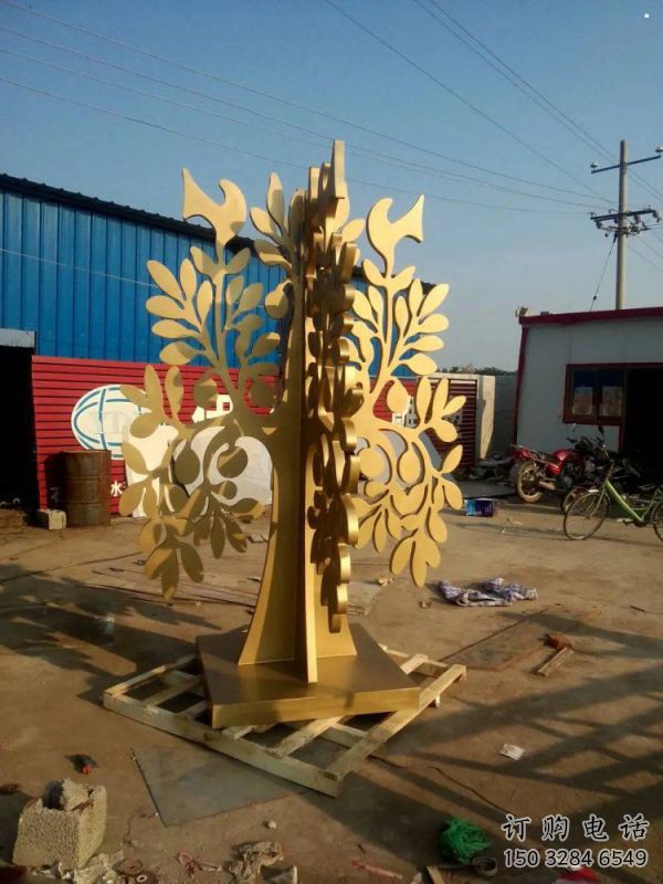 發(fā)財(cái)樹雕塑廠家，市標(biāo)雕塑，不銹鋼發(fā)財(cái)樹雕塑定制