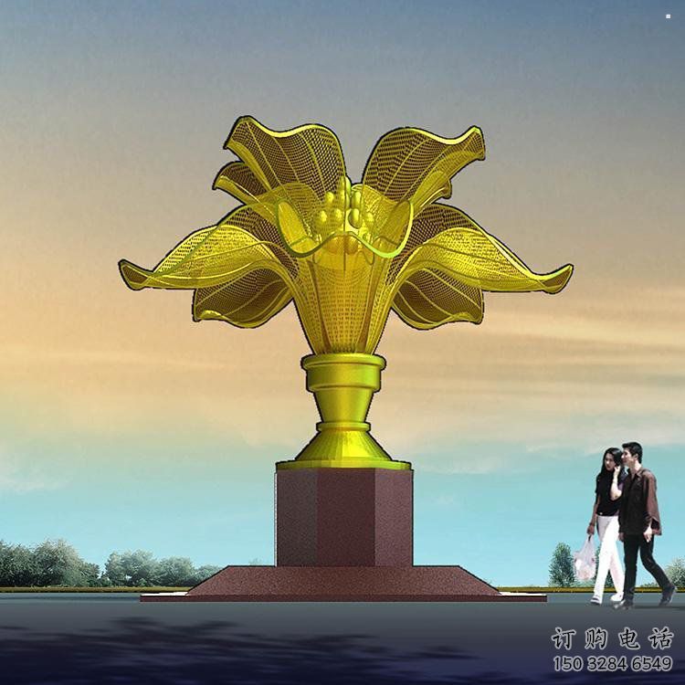 發財樹雕塑服務商，街道標識，發財樹雕塑定制廠家