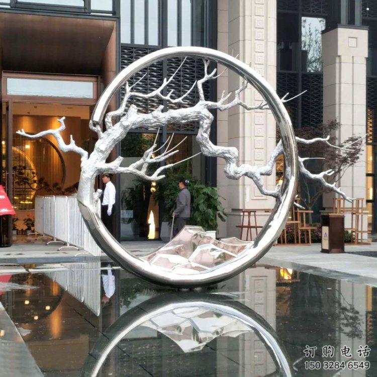 圓環(huán)樹雕塑訂做，戶外雕塑，不銹鋼圓環(huán)樹雕塑供給