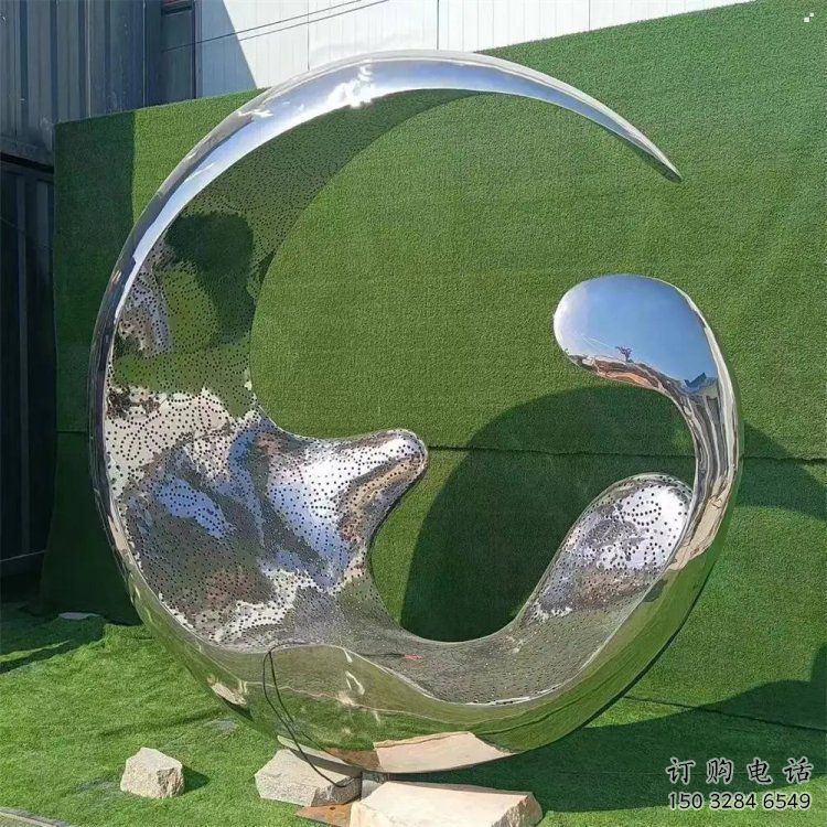 水滴環(huán)雕塑，創(chuàng)意設(shè)計(jì)類(lèi)型，不銹鋼圓環(huán)水滴雕塑廠家
