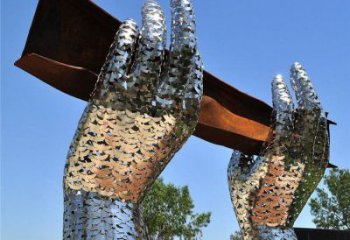 雙手雕塑定制，城市裝飾，花園不銹鋼雙手雕塑承接