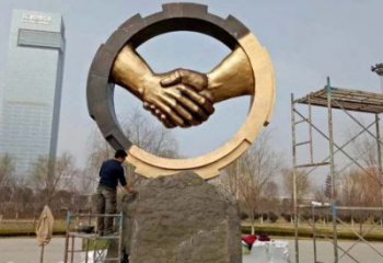 握手雕塑批發，景觀雕塑，不銹鋼握手雕塑制作承接