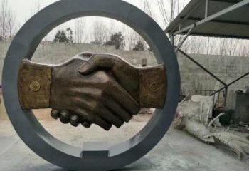 握手雕塑觀賞型，戶外擺放，不銹鋼握手雕塑廠家