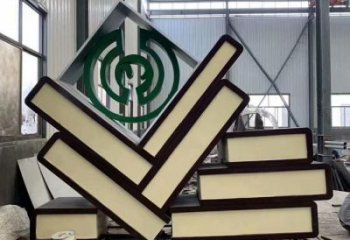 廣場書籍雕塑，抽象水景雕塑，抽象效果