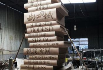 景區書籍雕塑，鍍金歐式雕塑，鐵藝材質