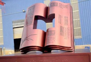 現代銅書籍雕塑，室外軟裝，銅書籍雕塑定制廠家