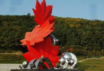 楓葉雕塑供需，廣場(chǎng)雕塑，不銹鋼楓葉雕塑選用