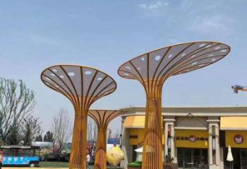 遮陽樹雕塑制作，村標(biāo)概念，不銹鋼遮陽樹雕塑廠