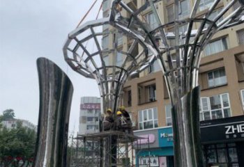 遮陽樹雕塑優選，室外雕塑，彩繪鏤空遮陽樹雕塑優選