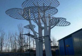 蘑菇樹雕塑加工，美陳雕塑，廣場(chǎng)鏤空蘑菇樹雕塑預(yù)定