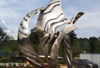 鏡面樹葉雕塑廠家，鍛造工藝，不銹鋼鏡面樹葉雕塑承接