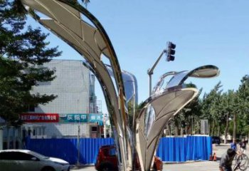 鏡面樹葉雕塑制造，廣場雕塑，制造不銹鋼樹葉雕塑廠家