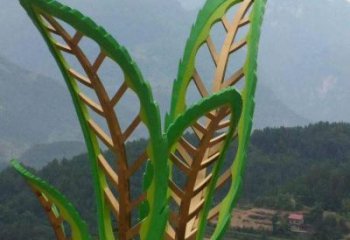樹葉雕塑定做，公園小品，戶外烤漆樹葉雕塑廠家