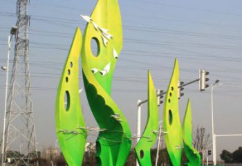 樹葉雕塑觀賞型，小區雕塑，園林烤漆樹葉雕塑優價