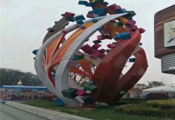 樹葉雕塑精選，市標(biāo)雕塑，金屬烤漆樹葉雕塑廠家