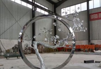 梅花樹雕塑承接，街頭藝術，不銹鋼梅花樹雕塑觀賞型