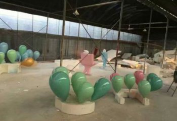 氣球樹雕塑廠家，彩繪構件，玻璃鋼氣球樹雕塑供應