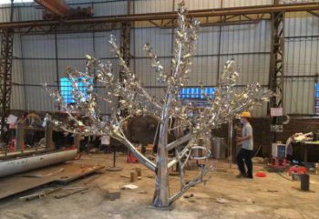 大型楓樹(shù)雕塑優(yōu)選，白鋼構(gòu)件，不銹鋼楓樹(shù)雕塑廠