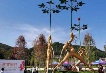 人參雕塑優選，白鋼構件，不銹鋼人參樹雕塑廠家