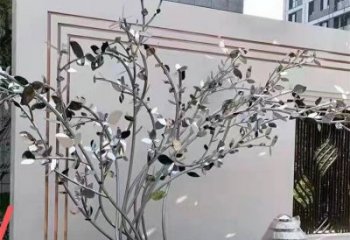 楓樹雕塑優選，白鋼構件，不銹鋼楓樹雕塑工程