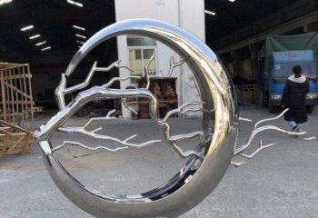 圓環(huán)樹雕塑服務(wù)商，美陳雕塑，不銹鋼圓環(huán)樹雕塑訂做