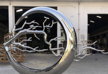 圓環樹雕塑供應，景觀雕塑，不銹鋼圓環樹雕塑廠家