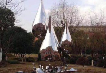 水滴雕塑供應(yīng)，花園小品，戶外不銹鋼水滴雕塑展品