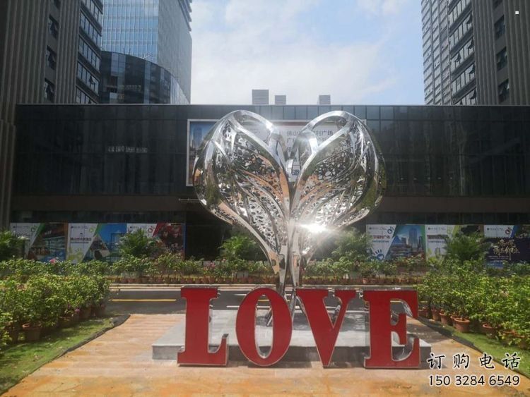 彩繪景觀love雕塑生產，景區案例，彩繪不銹鋼love雕塑優選