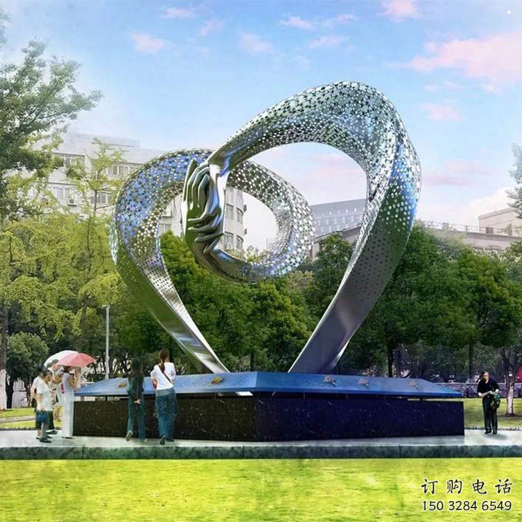 心形雕塑展品，景觀概念，鏤空鏡面心形雕塑優選