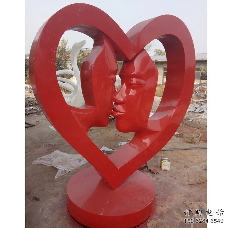 愛心雕塑展品，彩鋼制作，酒店烤漆愛心雕塑精品