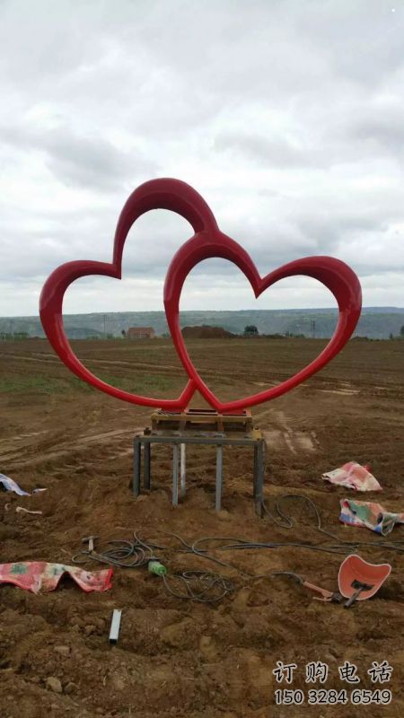 不銹鋼雙心雕塑