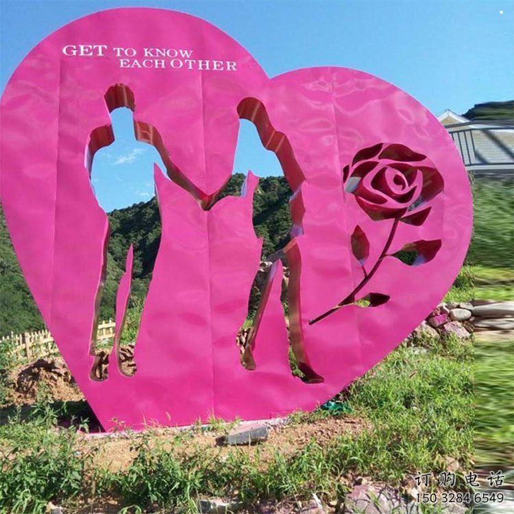 景觀雕塑供求，景觀雕塑，不銹鋼心心相印雕塑優選