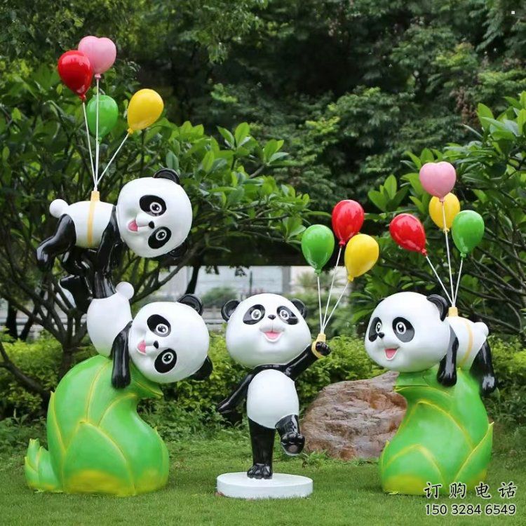 熊貓雕塑觀賞型，露天雕塑，卡通熊貓雕塑訂做廠家