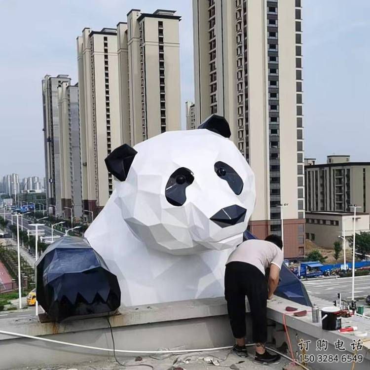 抽象熊貓雕塑展品，小區雕塑，切面熊貓雕塑工程制作