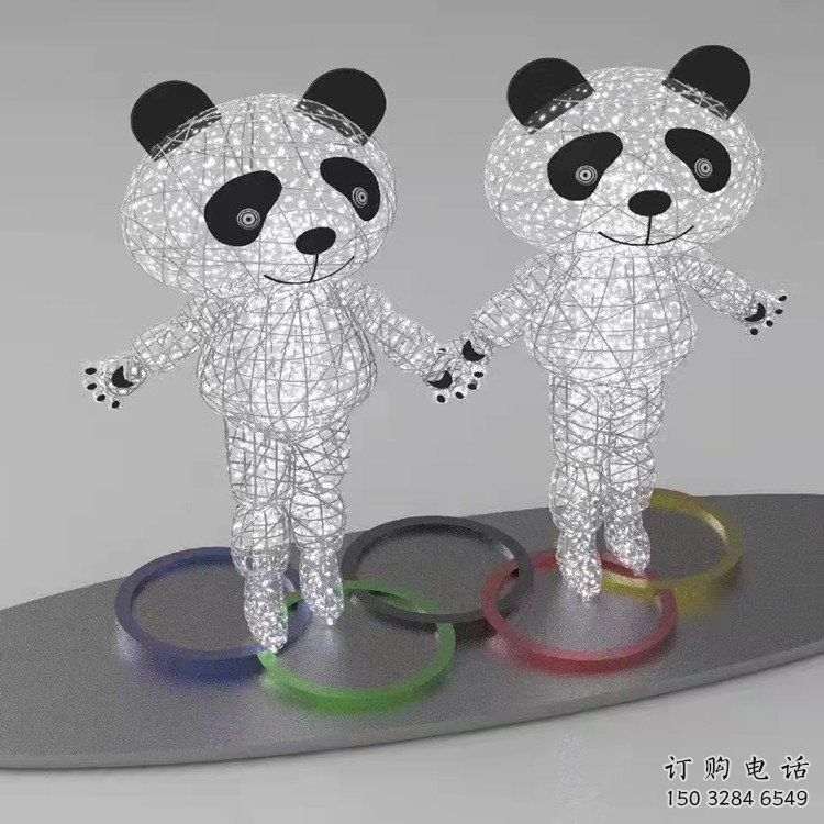 熊貓雕塑工程選用，美陳雕塑，鏤空熊貓雕塑生產(chǎn)