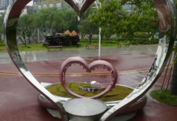 廣場心形雕塑訂做，城市雕塑，鏡面心形雕塑工程精品